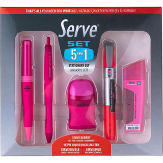So-Mine® Serve 5 in 1 Stationery Set - Pink - 1 Each (SRV5IN1SET07FP)