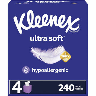 Kleenex® Ultra Soft Facial Tissue, 3-Ply, White, 60 Sheets/Box, 4 Boxes/Pack, 3 Packs/Carton (KCC54308CT)