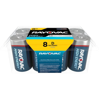 Rayovac® High-Energy Alkaline D Batteries - For Drain Device, Toy, Flashlight - 8 / Pack (RAY8138PP)