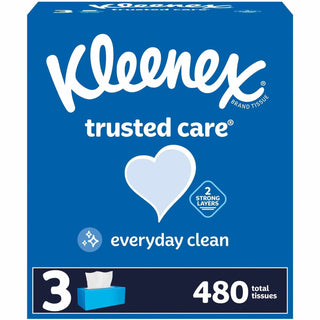 Kleenex® Trusted Care Facial Tissue, 2-Ply, White, 160 Sheets/Box, 3 Boxes/Pack, 12 Packs/Carton (KCC54303CT)
