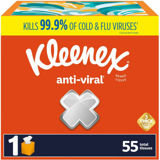 Kleenex® Anti-Viral Facial Tissue, 3-Ply, White, 55 Sheets/Box, 27 Boxes/Carton (KCC54505CT)