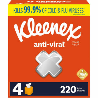 Kleenex® Anti-viral Facial Tissue - 3 Ply - White - 55 Per Box - 12 / Carton (KCC54506CT)