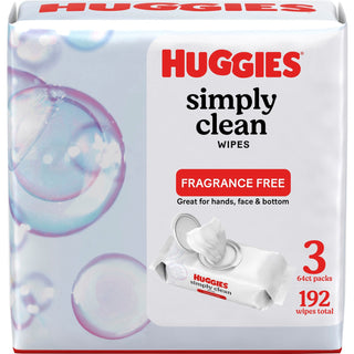 Huggies® Simply Clean Wipes - White - Unscented, Hypoallergenic, pH Balanced, Fragrance-free, Alcohol-free, Paraben-free, Phenoxyethanol-free - For Hand, Skin, Face - 1 Each (KCC54483)