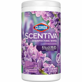 Clorox® Scentiva Bleach-Free Disinfecting Wipes - Ready-To-Use Wipe - Tuscan Lavender & Jasmine Scent - 70 / Tub - White (CLO60040)