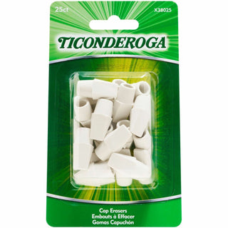 Ticonderoga® White Erasers - White - Wedge - Vinyl - 25 / Pack - Latex-free, Non-toxic, Smudge-free (DIXX38025)