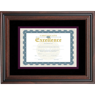 Advantus Double Matted Certificate Frame - 11" x 14" Frame Size - Vertical, Horizontal - Double Mat, Dust Resistant, Debris Resistant - Rosewood (AVTVS4501B114)