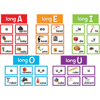 Teacher Created Resources Long Vowels Pocket Chart Cards - Skill Learning: Long Vowels - 205 Pieces (TCR20851)