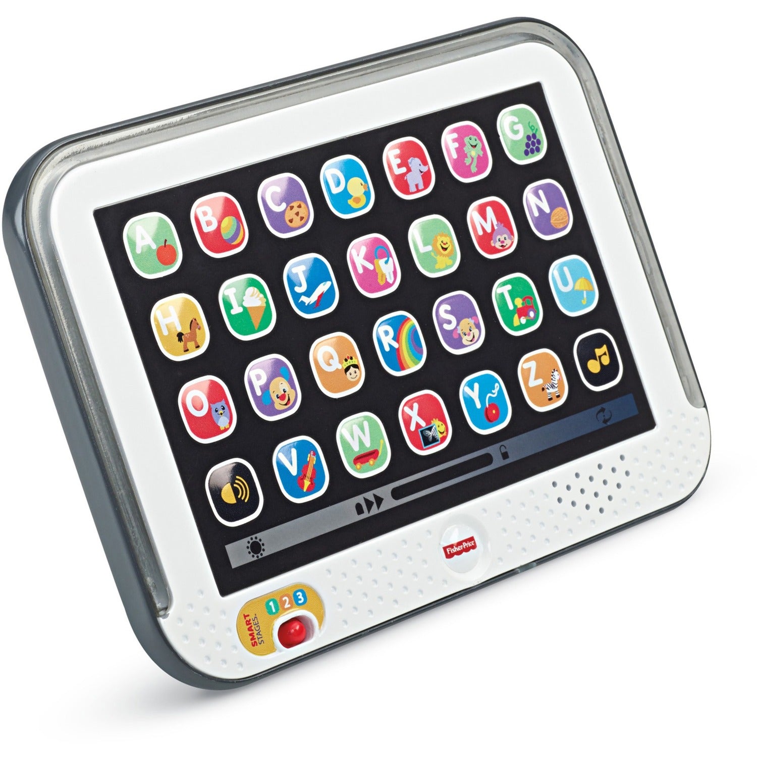 Fisher-Price Pretend Tablet Learning Toy With Lights And Music, Gray, Baby And Toddler Toy - Skill Learning: Music, Light, Sound, Letter, Word, Songs - 1-3 Year - Gray