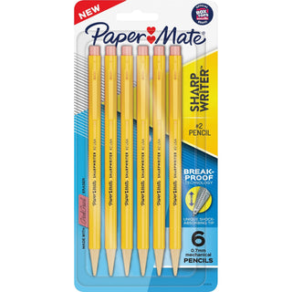 Papermate® Sharpwriter Mechanical Pencils - HB/#2 Lead - 0.7 mm Lead Diameter - Black Lead - Yellow Barrel - 6 / Pack (PAP2131975)