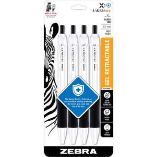 Zebra® Sarasa dry X1+ Gel Pen - Medium Pen Point - 0.7 mm Pen Point Size - Retractable - Black Gel-based, Dry Ink - Plastic Barrel - 4 / Pack (ZEB41514)