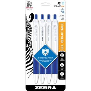 Zebra® Sarasa dry X1+ Gel Pen - Medium Pen Point - Blue Gel-based, Dry Ink - Plastic Barrel - 4 / Pack (ZEB41524)
