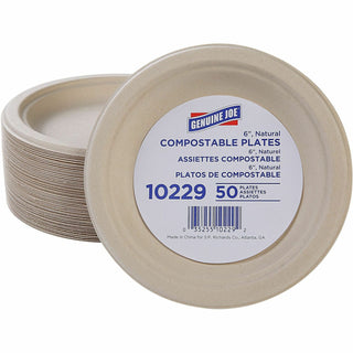 Genuine Joe Table Ware - Breakroom, Office - Disposable - White, Natural - Sugarcane Body - 50 / Pack (GJO10229)