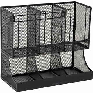 Mind Reader 6-Compartment Coffee Condiment Organizer, 6 Compartment(s), 2 Tier(s), 11.1" Height x 12.8" Width x 6.3" Length, Black, Metal Mesh (EMSUPMESH)