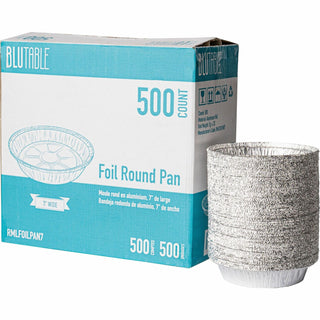 BluTable 7" Round Aluminum Foil Pan, 500/Carton (RMLFOILPAN7)