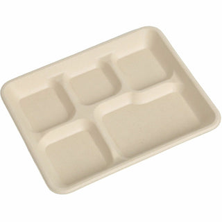 BluTable 5-Compartment Molded Fiber Lunch Tray, 500/Carton (RMLMF5C)