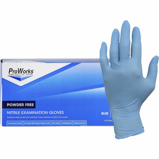 ProWorks NPF Nitrile Powder Free Exam Gloves, Large Size, 100/Box, 5.5 mil Thickness, 9.50" Glove Length (HOSGLN106FL)