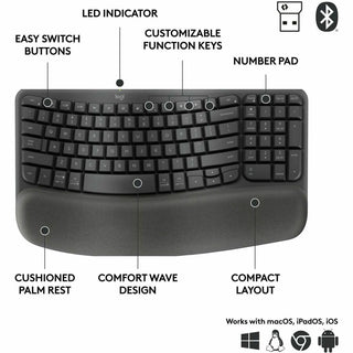 Logitech Wave Keys for Business Ergonomic Wireless Keyboard (LOG920012058)