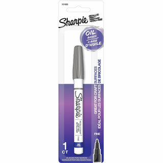 Sharpie® Oil-Based Paint Markers, Fine Marker Point, Silver Oil Based Ink, Metal Barrel, 1 Pack (SAN1874889)