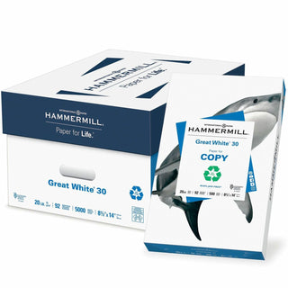 Hammermill® Great White 30 Copy Paper, 92 Brightness, 88% Opacity, 8 1/2" x 14", 10/Carton, 500 Sheets per Ream (HAM86704CT)