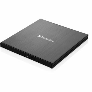 Verbatim Blu-ray Writer, External, 1, Black, BD-R, CD-R, DVD+R, DVD-R Support/24x CD Write/6x BD Write/8x DVD Write, USB 3.2 Gen 1, USB 2.0, Slimline, BUS Powered (VER43890)