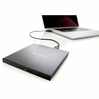 Verbatim Blu-ray Writer, External, 1, Black, BD-R, CD-R, DVD+R, DVD-R Support/24x CD Write/6x BD Write/8x DVD Write, USB 3.2 Gen 1, USB 2.0, Slimline, BUS Powered (VER43890)