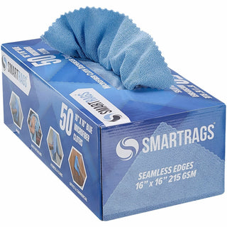 Monarch Smart Rags Microfiber Cloths, Blue, 16" x 16", 215 GSM, 50/Box (MONM931B)