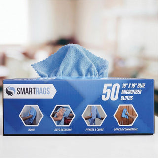 Monarch Smart Rags Microfiber Cloths, Blue, 16" x 16", 215 GSM, 50/Box (MONM931B)