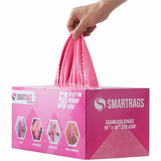 Monarch Smart Rags Microfiber Cloths, Pink, 16" x 16", 275 GSM, 50/Box (MONM930P)