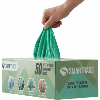 Monarch Smart Rags Microfiber Cloths, Green, 16" x 16", 215 GSM, 50/Box (MONM931G)