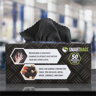 Monarch Smart Rags Microfiber Cloths, Black, 12" x 12", 50/Box (MONM950BLK)