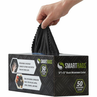 Monarch Smart Rags Microfiber Cloths, Black, 12" x 12", 50/Box (MONM950BLK)