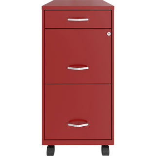 NuSparc 3 Drawer Mobile File Cabinet, 14.2" Width x 18" Depth x 29.5" Height, Red, Painted Steel, Recycled (NPRVF318BMRD)