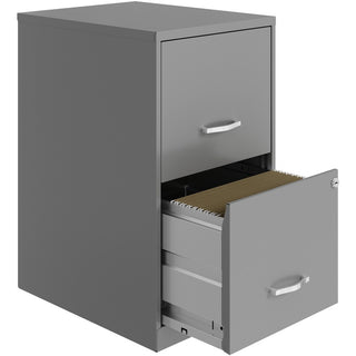 NuSparc 2 Drawer Vertical File Cabinet, 14.2" Width x 18" Depth x 24.5" Height, Silver, Baked Enamel, Steel, Recycled (NPRVF218AASR)