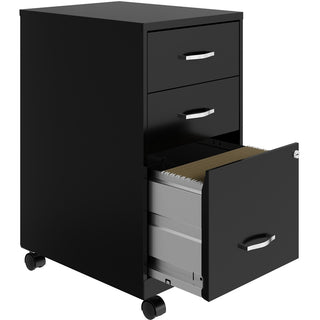 NuSparc 3-Drawer Organizer Metal File Cabinet, 14.2" Width x 18" Depth x 26.7" Height, Black, Metal, Recycled (NPRVF318CMBK)