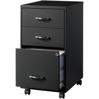 NuSparc 3-Drawer Organizer Metal File Cabinet, 14.2" Width x 18" Depth x 26.7" Height, Black, Metal, Recycled (NPRVF318CMBK)