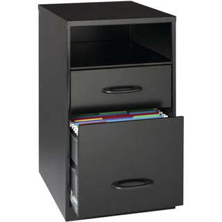 NuSparc 2 Drawer File Organizer Cabinet, 14.2" Width x 18" Depth x 24.5" Height, Black, Metal, Recycled (NPRVF318DDBK)