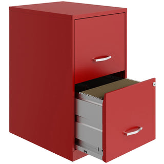 NuSparc 2 Drawer Vertical File Cabinet, 14.2" Width x 18" Depth x 24.5" Height, Red, Baked Enamel, Steel, Recycled (NPRVF218AARD)