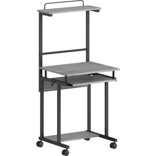 NuSparc Mobile Computer Workstation w/Keyboard Tray, Weathered Charcoal Laminate, Black Top, 110 lb Capacity (NPRWS100AMWC)