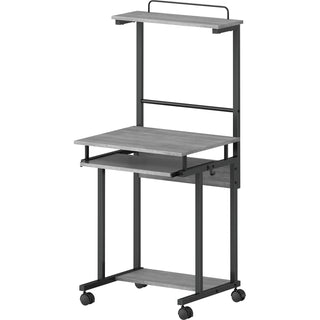 NuSparc Mobile Computer Workstation w/Keyboard Tray, Weathered Charcoal Laminate, Black Top, 110 lb Capacity (NPRWS100AMWC)