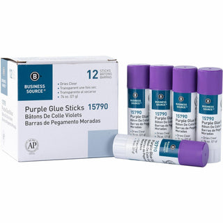Business Source Bulk Purple Glue Sticks, 0.74 oz, 12/Box, Purple (BSN15790)