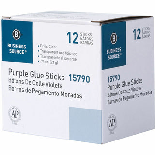 Business Source Bulk Purple Glue Sticks, 0.74 oz, 12/Box, Purple (BSN15790)