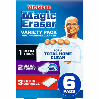 Mr. Clean Magic Eraser Variety Pk, For Multipurpose, Sponge, WidthDurable, Long Lasting, Blue, 6/Box (PGC12396)