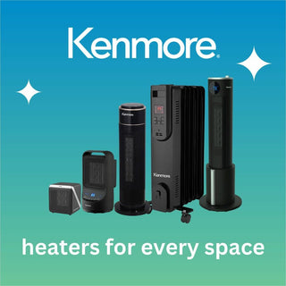 Kenmore 21" Oscillating Tower Heater, 2 x Heat Settings, Black (ESMKM65010BK)