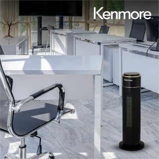 Kenmore 21" Oscillating Tower Heater, 2 x Heat Settings, Black (ESMKM65010BK)