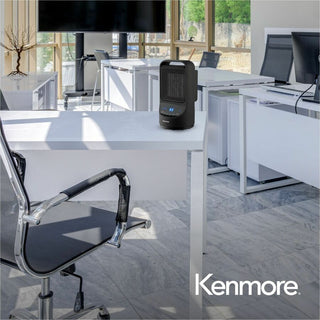 Kenmore 11-1/2" Portable Ceramic Heater, Ceramic, 3 x Heat Settings, Black (ESMKM65015BK)
