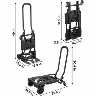 Cosco Shifter Hand Truck & Cart, 300 lb Capacity, 16" x 32.50" x 34.30", Steel Frame, Black (CSC12223BLK1E)
