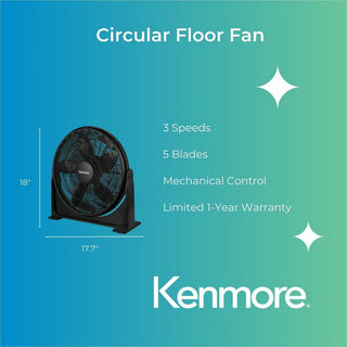 ESM 20" Circular Fan, 3 Speed, Quiet Operation, Black (ESMKM60049BK)