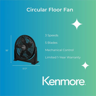 ESM 20" Circular Fan, 3 Speed, Quiet Operation, Black (ESMKM60049BK)