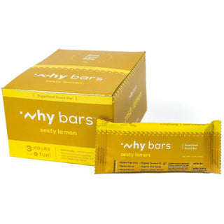 Why Bars Superfood Protein Snack Bars, Gluten-free, Dairy-free, Soy-free, Non-GMO, Individually Wrapped, Zesty Lemon, 2.04 oz, 12/Pack (WHYWB7)