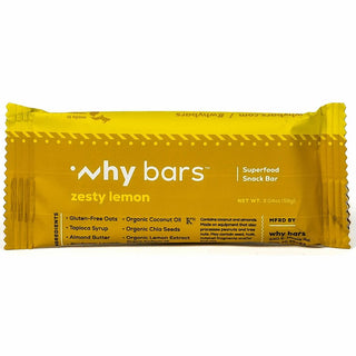 Why Bars Superfood Protein Snack Bars, Gluten-free, Dairy-free, Soy-free, Non-GMO, Individually Wrapped, Zesty Lemon, 2.04 oz, 12/Pack (WHYWB7)